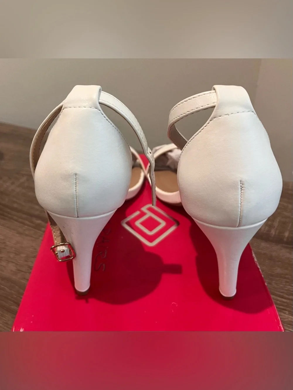 White Ankle Straps Heel Sandals